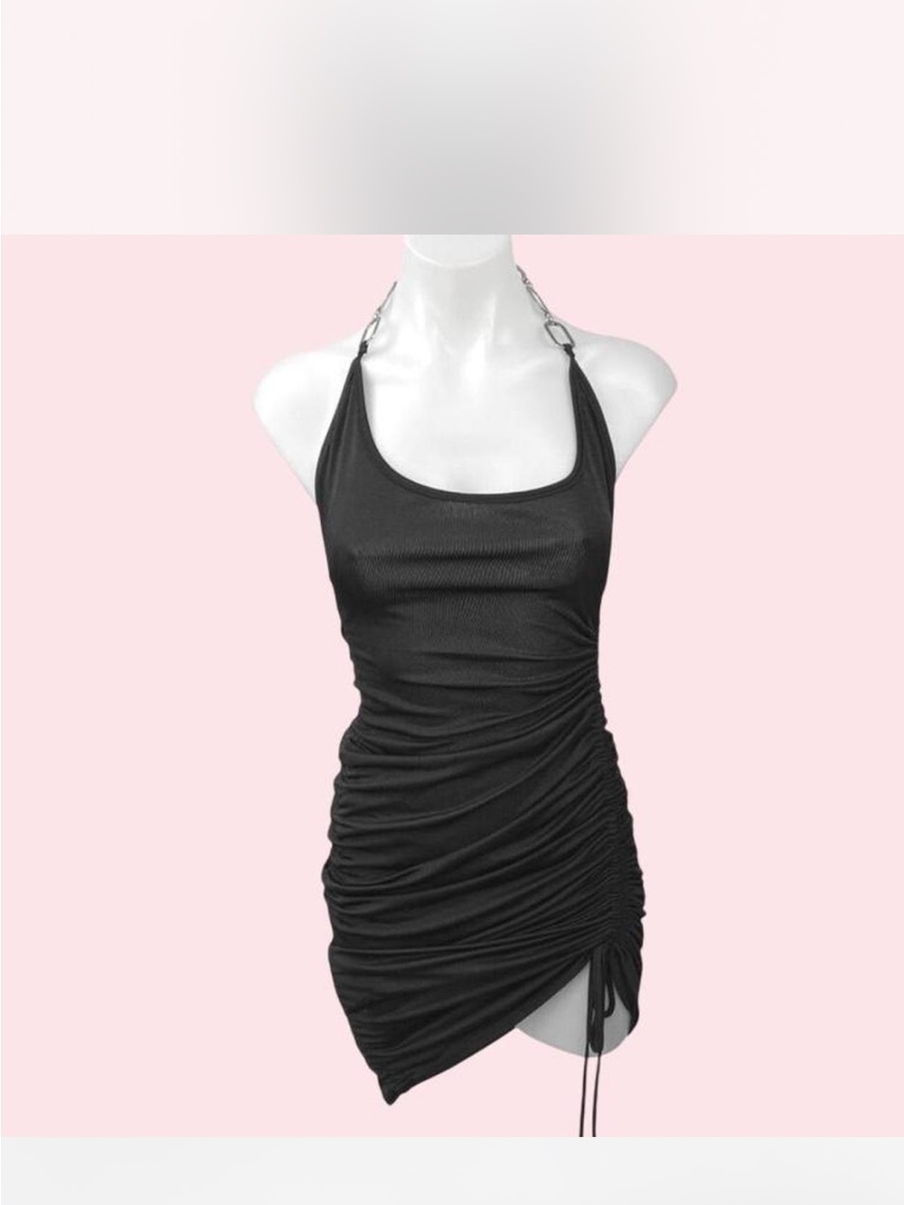 I.AM.GIA Black Ruched Halter Mini Dress